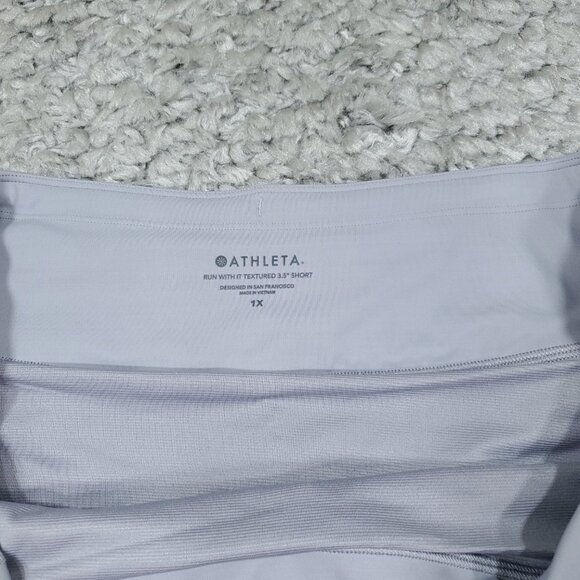 Athleta Run With It Textured 3.5” Shorts Purple Space Dye Athletic Lined Plus 1X - Picture 7 of 7